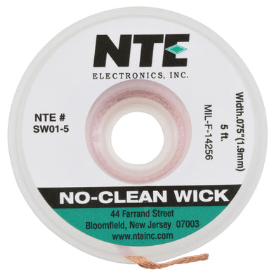 SOLDER WICK NO CLEAN #3 GREEN 5FT .075 INCH WIDTH, SW01-5