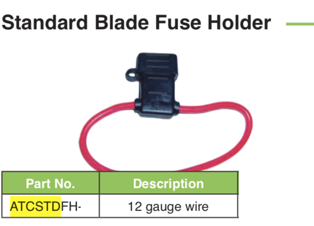 ATC Fuse Holder, 12 Awg Wire,  - ATCSTDFH