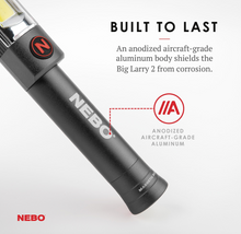 Load image into Gallery viewer, NEB-WLT-0001  Nebo Big Larry 2 Flashlight (200 Lumen) and COB Work Light (500 Lumen) with Clip and Magnetic Base - Storm Gray
