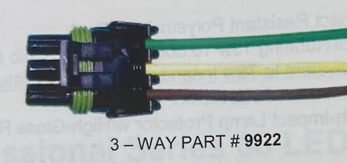 3 pos female Weather-Pak connector -10” 16 Awg - 9922P
