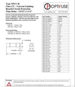 TPCC-R-10 - 10A 600Vac Time Delay Fuse, 13/32” x 1 1/2” CLASS "CC"