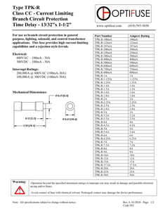 TPK-R-10 - 10A 500Vac Time Delay Fuse, 13/32” x 1 1/2”