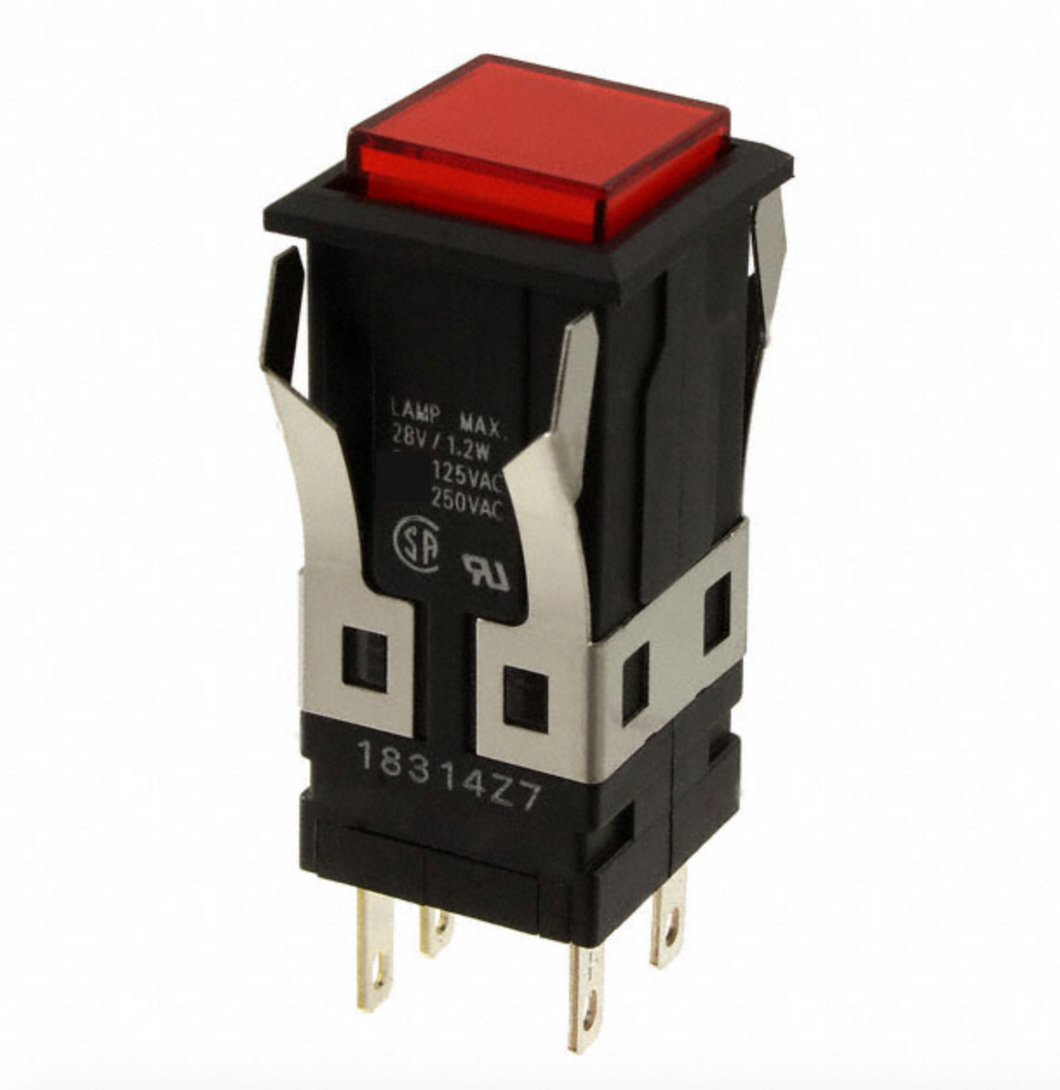 A3SA-750  40MM  Pushbutton Switch (Square), Momentary, SPDT, Red Lens 28V Lamp