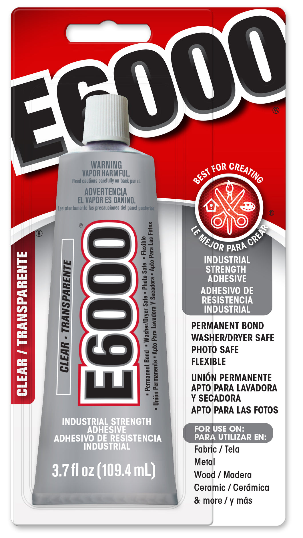 E6000 Clear, 3.7 Oz Tube, carded