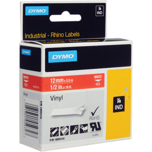 DYMO 1/2 inch White on Red Dymo Label Refill  -1805416