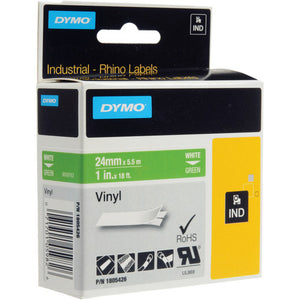 DYMO 1 inch White on Green Dymo Label Refill  -1805426