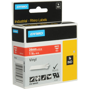 DYMO 1 inch White on Red Dymo Label Refill  -1805429