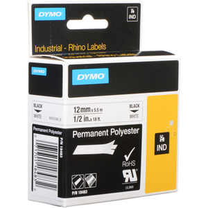 DYMO 1/2 inch White Perm Poly Label Refill -18483