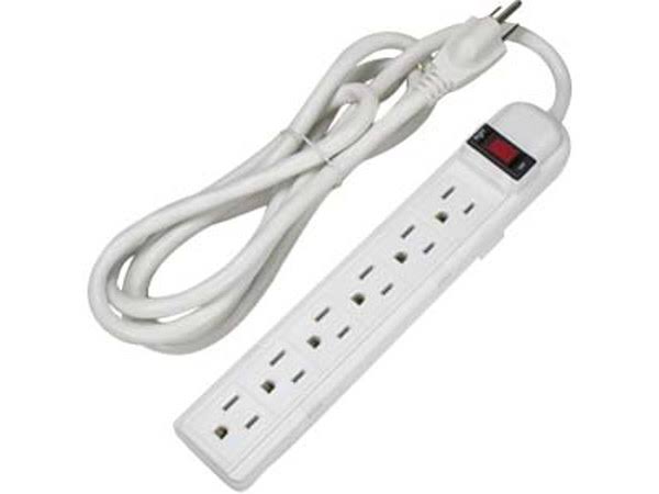 6Ft 6 Outlet Surge Protector Power Strip Plastic